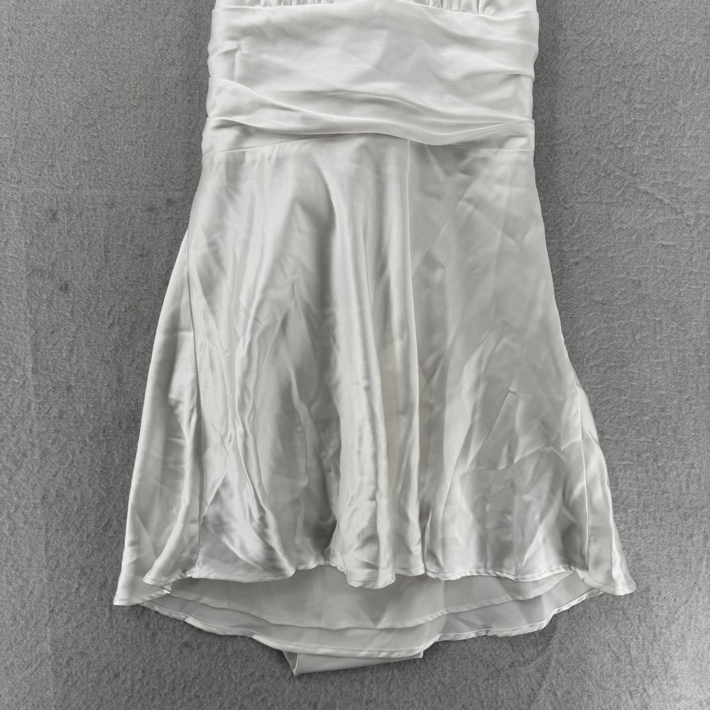 ZARA Dress Womens Small White Satin Halter Mini Back Bow Open Back Party New Tag - Picture 3 of 12